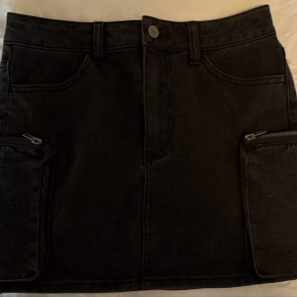 love, Fire Black Cargo Pocket Mini Skirt